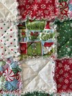Handmade Christmas Rag Quilt Throw - Cozy  Festive  Mr Grinch  Red   Green