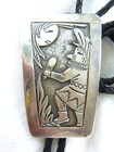Signed Vtg Navajo Robert Becenti Jr Storyteller Bolo Tie 925 Sterling Silver 