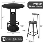 31 5  3 Pieces Round Bar Table Set  Pub Table And Chairs For 2  Kitchen Bar T   