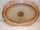 Vintage Pink Celluloid Marbled  Vanity Tray   Accessories W lace Insert