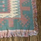 Vintage Aztec Blanket Throw Goodwin Weavers 70x48 Pink Green Boho Made Usa