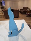 Vintage Handmade Wood Howling Coyote Sculpture Blue Folk Art 16 5 