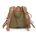 Vintage Romanian Military O d  Rucksack W leather Straps v g  free U s  Shipping