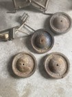 Vintage Toy Wagon   Pedal Car Parts Lot Metal Wheels Axle Pedals Hubcaps