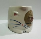 Vintage Stoneware Cat Head 6 Fl Oz Pitcher   Tea Bag Holder Takahashi Japan