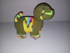 Crochet Knit Green Dog Plush     5 5  Handmade Stuffed Animal Toy Amigurumi Style