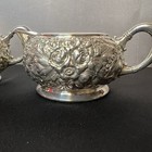 Antique Barbour S p  Co  Repousse Cream   Sugar Set Silverplate Hollowware 9706