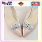 Crystal Bow Shoe Clips Removable Rhinestone Decorative Buckles For Heels Diy