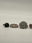 Lot Of 5 Sparkly Costume Rings     Sizes 7   8     Vintage   Modern Mixed Styles       