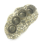 Vintage Hollywood Regency 4-slot Metal Gold Tone Flower Lipstick Holder