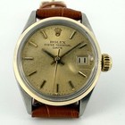 Serviced Ladies Rolex Oyster Perpetual Date Automatic Ss Gold Bezel 6516   6517
