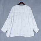 Catherines Tunic Shirt Women s 2xwp Petite Ivory Striped Embroidered Blouse Nwt