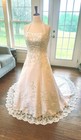 Davids Bridal Michaelangelo White Halter A-line Wedding Dress With Train Bustle