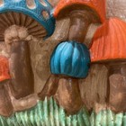 Vintage  60-70   s Mushroom Chalk Ware 5x5 Wall Plaques 3d Ceramic