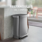 Simplehuman Rectangular Step Can  45l   12 Gallon Kitchen Trash Can  Liner Rim S