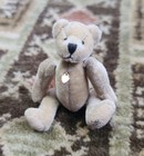 Vtg Handmade Miniature Jointed Teddy Bear 3  Tall Signed Mh Blonde Dollhouse
