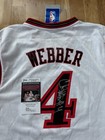 Chris Webber Signed Philadelphia 76ers Jersey Jsa Coa  4 Michigan Kings Nba Hof 