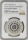 2007   5 Five Pounds Silver Proof - Diamond Royal Wedding Anniversary- Ngc Pf70