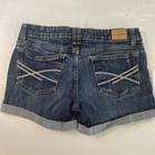 Aeropostale Shorts Womens Sz 4 Boyfriend Low Rise Cuffed Dark Wash Stretch Denim