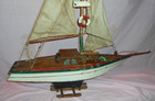 Vtg Pond Model Yacht Ship Boat Sailboat Nautical Coastal Wood Schooner  As Is