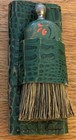 Vintage Hand-painted Barber Brush 1930s Men   s Grooming Whisk Green Case Vtg