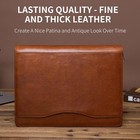 Handmade Crazy-horse Leather 3 Ring Binder Portfolio Padfolio Folder With Zip   
