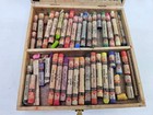 Vtg Set Talens   Sons Inc Semi-soft Pastels 34 Colors Used Wooden Storage Box