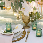 12pcs Green Votive Candle Holders Glass  Vintage Tealight Candle Holders For Wed