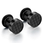 Men s Women s Stainless Steel Carbon Fiber 8mm Round Barbell Stud Earrings 2pcs