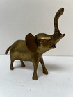 Vintage Solid Brass Elephant Figurine Trunk Up Good Luck Decor 5 75 Inch