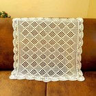 Vintage Cotton Hand Crochet Lace Tablecloth Square Table Topper Cover Mat Doily