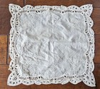 Vintage Hanky Beautiful Linen W lace Edging Ivory Cream 14  Does Have A Sm Hole