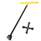 Water Meter Key 16 Inch With 4-way Utility Key  T-handle Water Shut Off Tool_