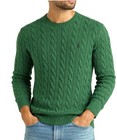 New - Polo Ralph Lauren Mens Cable-knit Crew Cotton Sweater   Dk Green   M - Xxl