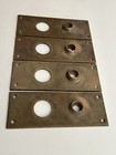 Lot Of 4 Russell And Erwin Brass Door Knob Escutcheon Plates - Marked 1889 -rare