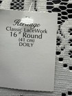 Doily Heritage Classic Lacework 16    Round  41 Cm  Artistry New With Tags Ivory