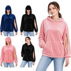 Women Pullover Sleepwear Sweatshirt Daily Wear Hoodie With Kangaroo Pocket Tops