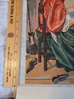 Vintage Young Girl Spindle Lace Making Bobbins Printed Needlepoint Canvas