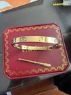 Gift 18k yell0w G0ld Classic L0ve 4 Diamond Bracelet Size 17 6 5-6 9inch