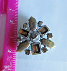 Outstanding Czech Vintage Style Glass Rhinestone Button   Blues   White