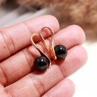 Natural Black Onyx Ball Dangle Earrings Rose Gold Plated Solid Silver Jewelry