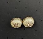 Chanel Gold White Cc Charming Stud Earrings