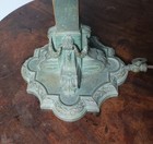      Fine Antique Verdigris Lamp Base Early Arts Crafts Bungalow Bradley Hubbard 