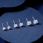 Surgical Steel Silver Cz Square Crystal Screw Back Stud Earrings For Men Women