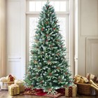 4-9 Ft Artificial Christmas Tree Snow Frosted Pine Tree W  Pinecones red Berries