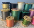 Vintage Sewing Thread Wood Spools Set Of 12 