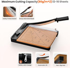12 Inch Heavy Duty Paper Cutter  Wood Base Guillotine Paper Trimmer