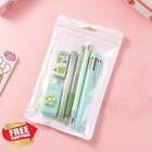 Mozxirz 6pc Cute Green Stationery Set Gel Pens Pencil Eraser Women