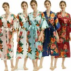 Long Short Satin Kimono Robe Dressing Gown Wedding Bridesmaid Sleepwear Bathrobe