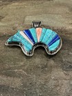 Vintage Native American Reversible Bear Pendant Wow Ss Navajo Sign Danny Clark      